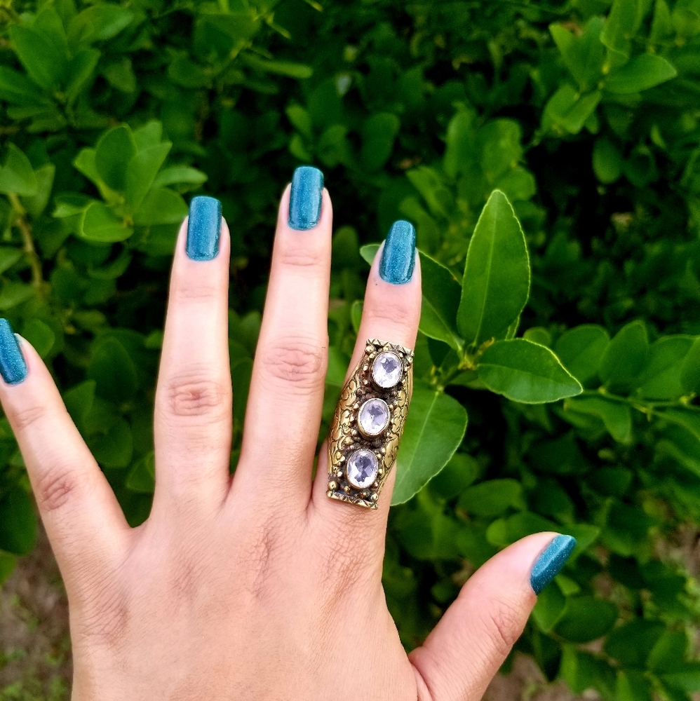Brass antique amethyst vintage ring 6 1/2
